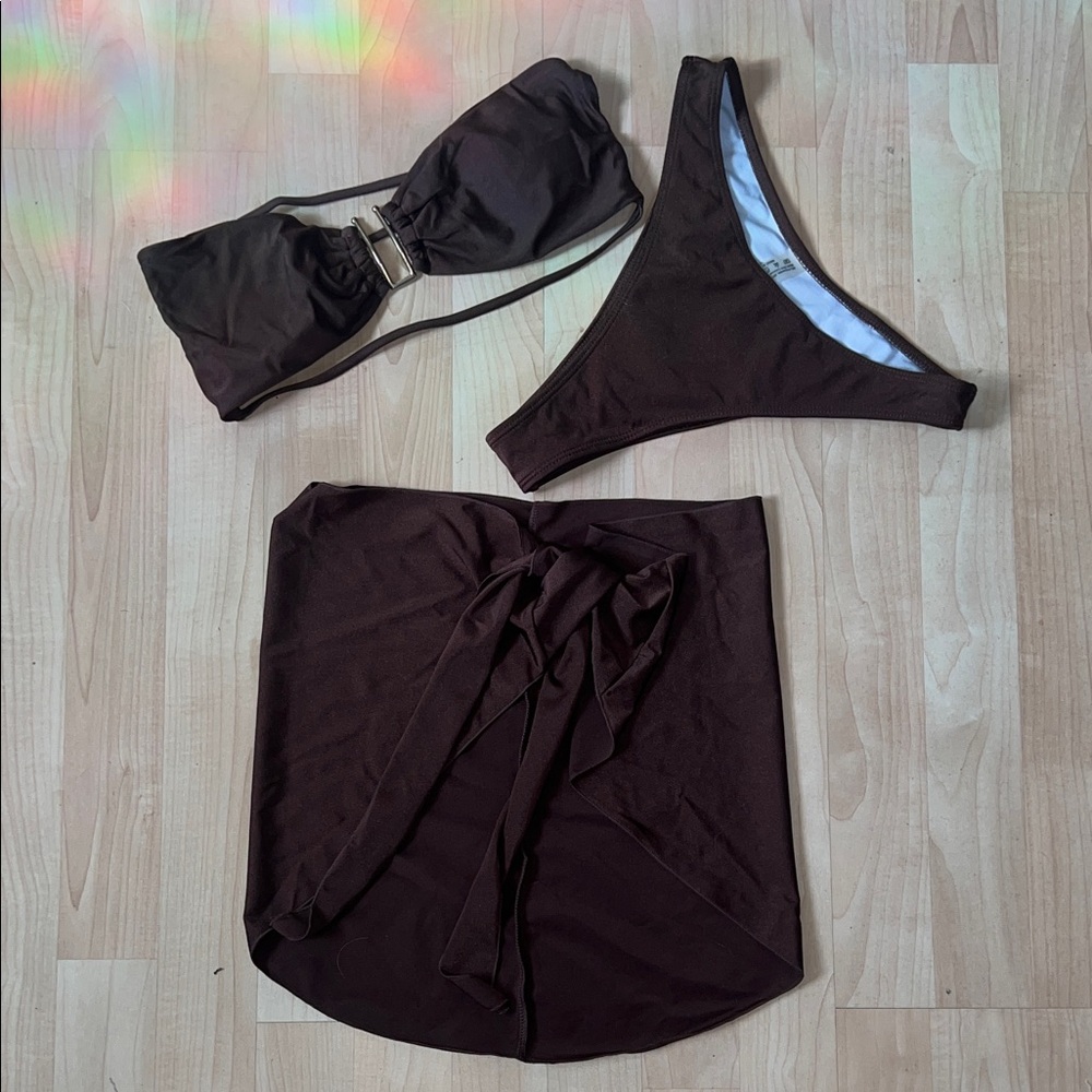Elegant Brown Women's Swim Set